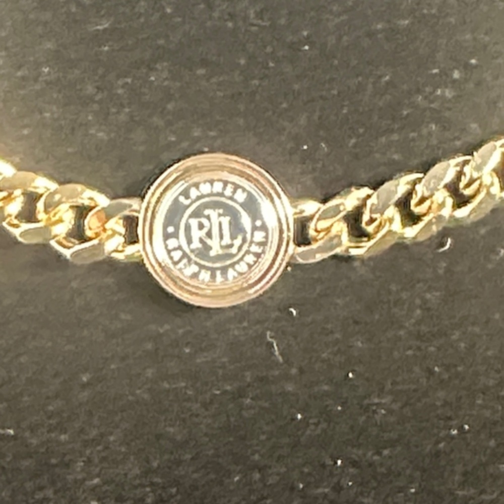 Lauren Ralph Lauren Gold Medallion RL Logo Necklace Gold & Silver Tone - Picture 2 of 5
